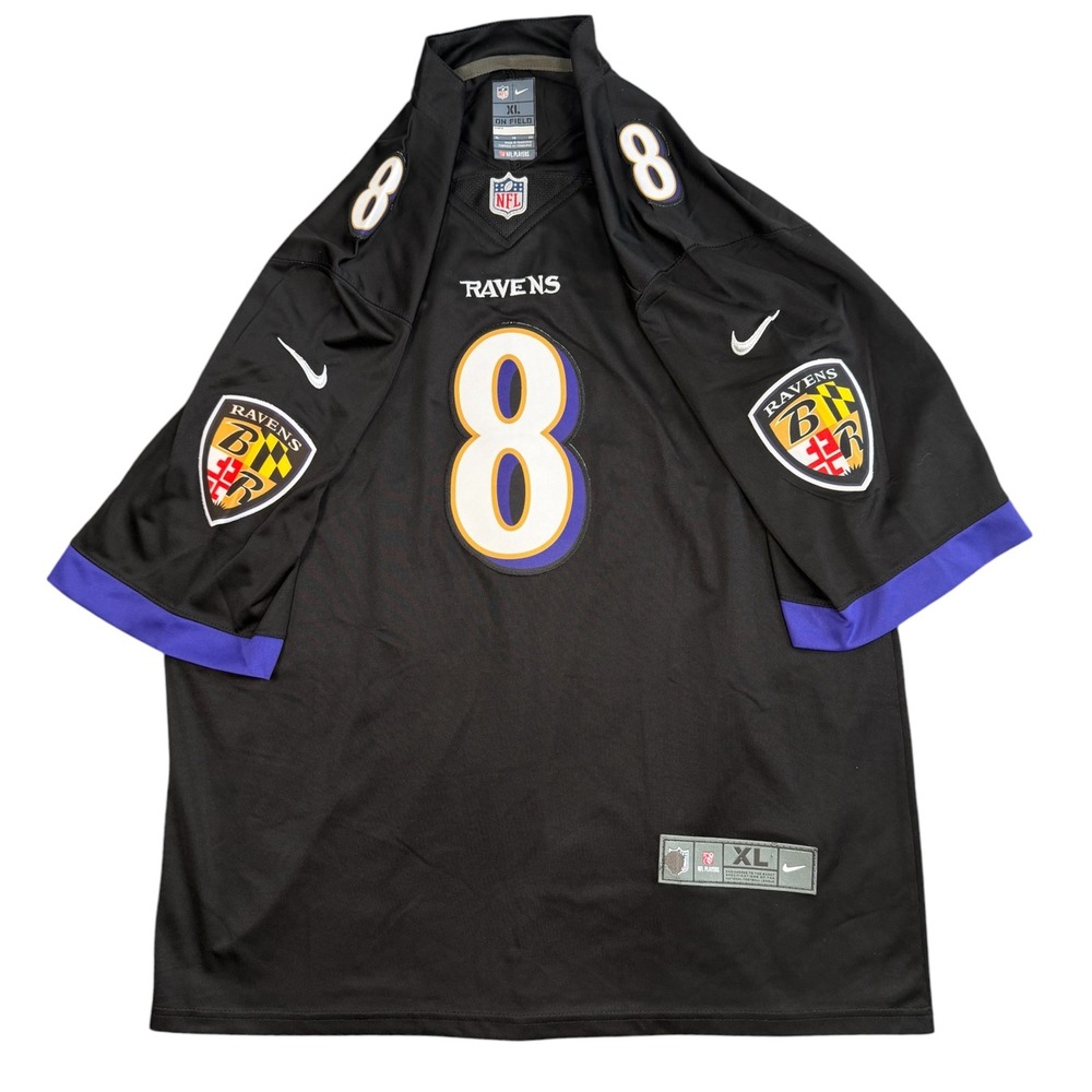 Nike Baltimore Ravens Lamar Jackson Jersey Mens XL Black On Field NFL #8 QB MVP
